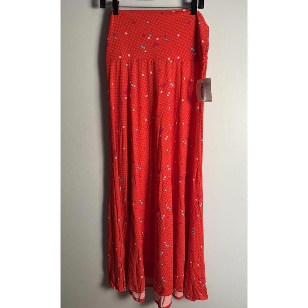 LuLaRoe Maxi Skirt Dress Red Purple Teal Pink Flowy High Yoga Waist  Medium NWT